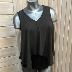 Black Asymmetrical Sleeveless Tank Top